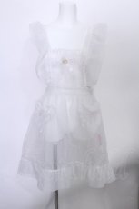 画像1: Nile Perch / オーガンジーフリルエプロンドレス  白 S-26-05-22-022-LO-OP-HR-ZS (1)