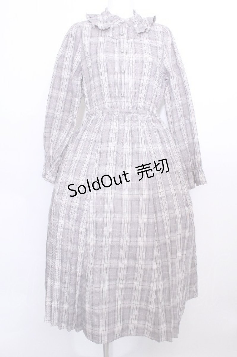 画像1: axes femme / プリーツ切替チェック柄ワンピース M ラベンダー S-26-05-22-030-AX-OP-SZ-ZS (1)