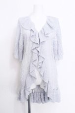 画像1: axes femme NOSTALGIE / 透かしラッフルカーディガン  サックス S-26-05-22-040-AX-OP-AS-ZS (1)