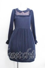 画像1: axes femme / /デコルテレース切替ワンピース  紺 S-26-05-22-043-AX-TO-HR-ZS (1)