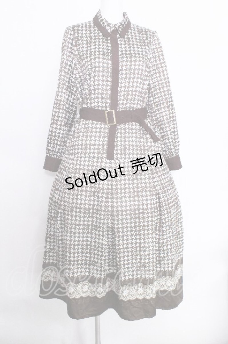 画像1: axes femme NOSTALGIE / 千鳥ワンピース  ブラウン S-26-05-22-046-AX-OP-AS-ZS (1)