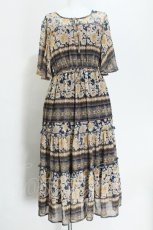 画像1: axes femme / フラワーパネル柄ワンピース  紺 S-26-05-24-023-AX-OP-AS-ZS (1)