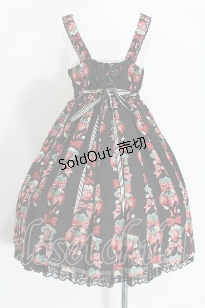 画像2: Angelic Pretty / Strawberry Dollジャンパースカート  黒 S-26-05-24-039-AP-OP-AS-ZS (2)
