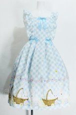 画像1: axes femme kawaii / イースター柄ジャンスカ  サックス S-26-05-24-041-AX-OP-AS-ZS (1)