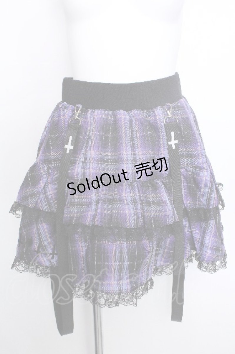 画像1: NieR Clothing / FRILL PURPLE CHECK SKIRT スカート  パープル S-26-05-24-053-PU-PA-TE-ZS (1)