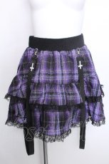 画像1: NieR Clothing / FRILL PURPLE CHECK SKIRT スカート  パープル S-26-05-24-053-PU-PA-TE-ZS (1)