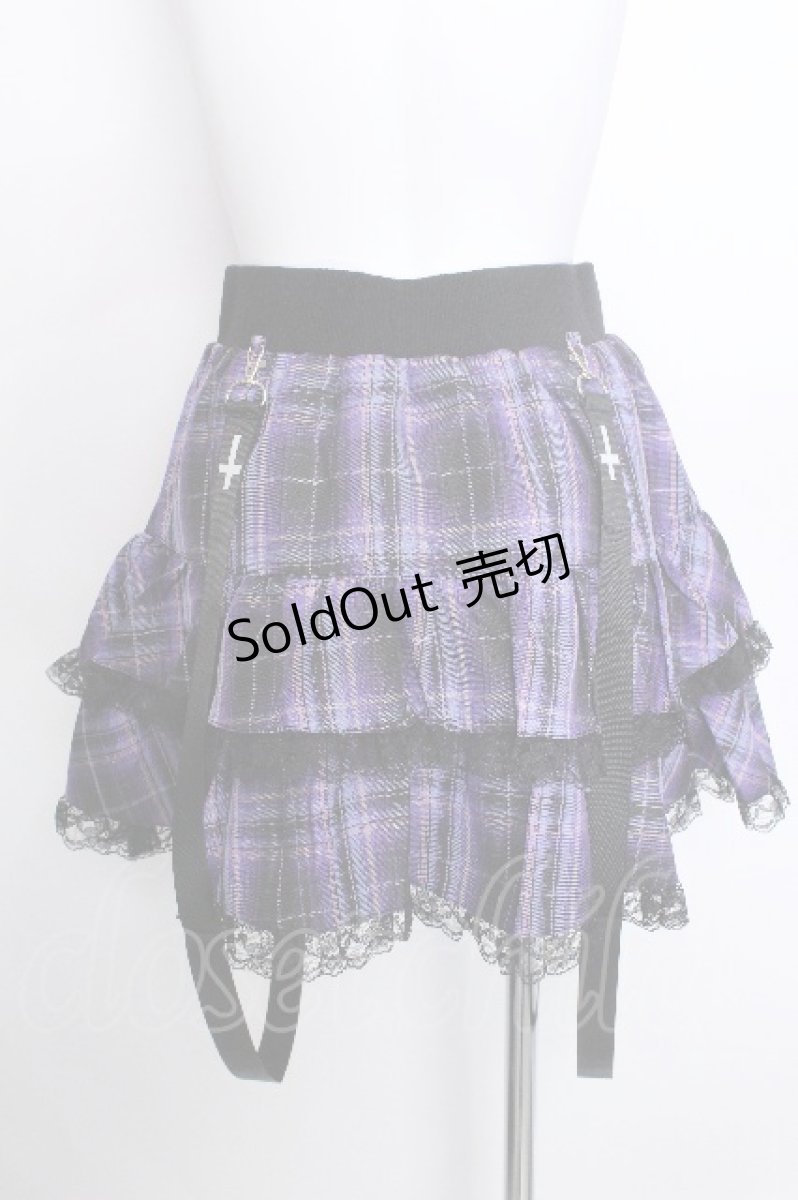画像2: NieR Clothing / FRILL PURPLE CHECK SKIRT スカート  パープル S-26-05-24-053-PU-PA-TE-ZS (2)
