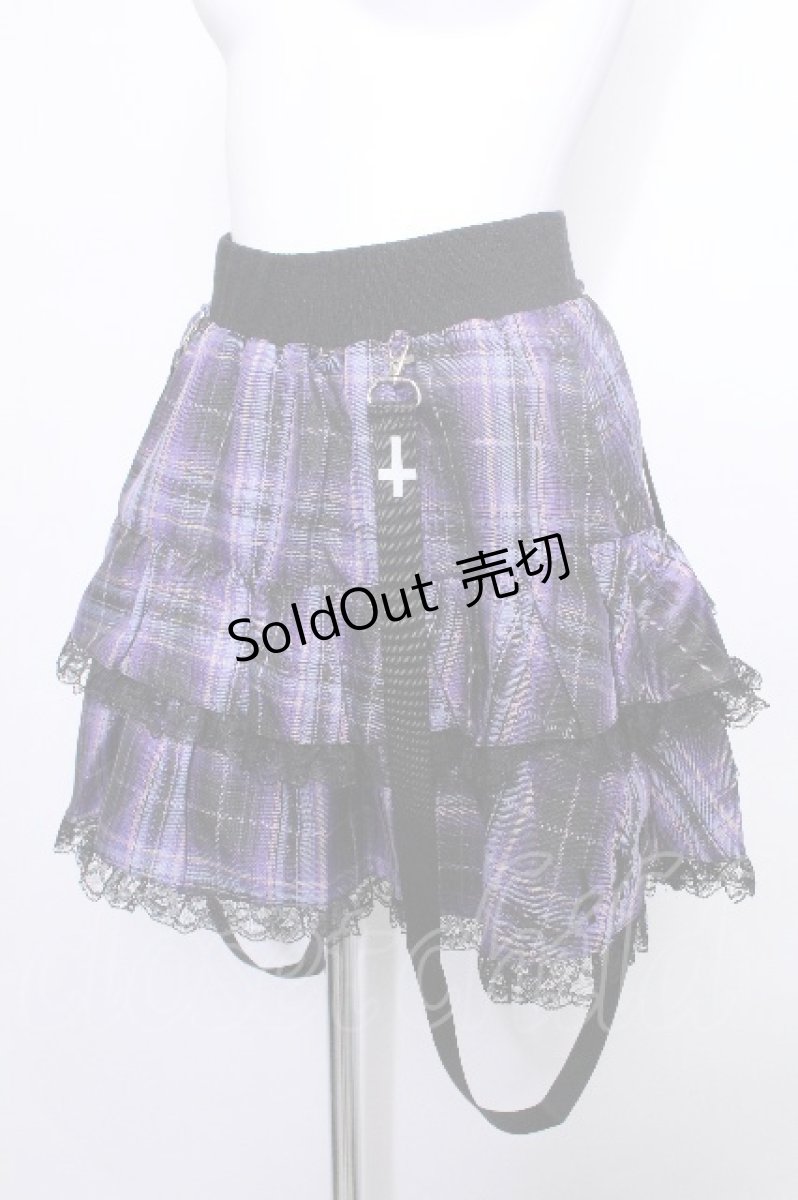 画像3: NieR Clothing / FRILL PURPLE CHECK SKIRT スカート  パープル S-26-05-24-053-PU-PA-TE-ZS (3)