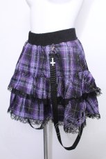 画像3: NieR Clothing / FRILL PURPLE CHECK SKIRT スカート  パープル S-26-05-24-053-PU-PA-TE-ZS (3)