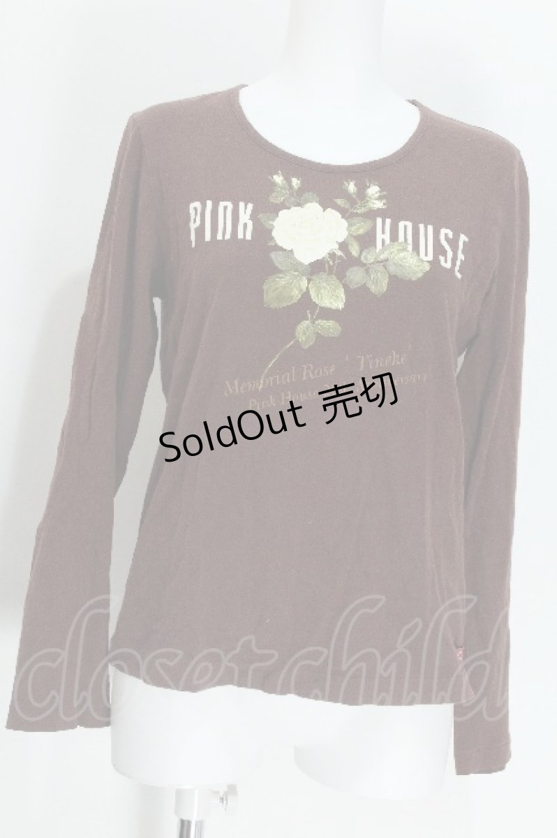 画像2: PINK HOUSE / メモリアルローズプリント長袖カットソー  ブラウン S-26-05-24-009-LO-TO-TE-ZS (2)