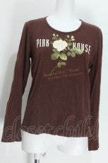 画像2: PINK HOUSE / メモリアルローズプリント長袖カットソー  ブラウン S-26-05-24-009-LO-TO-TE-ZS (2)