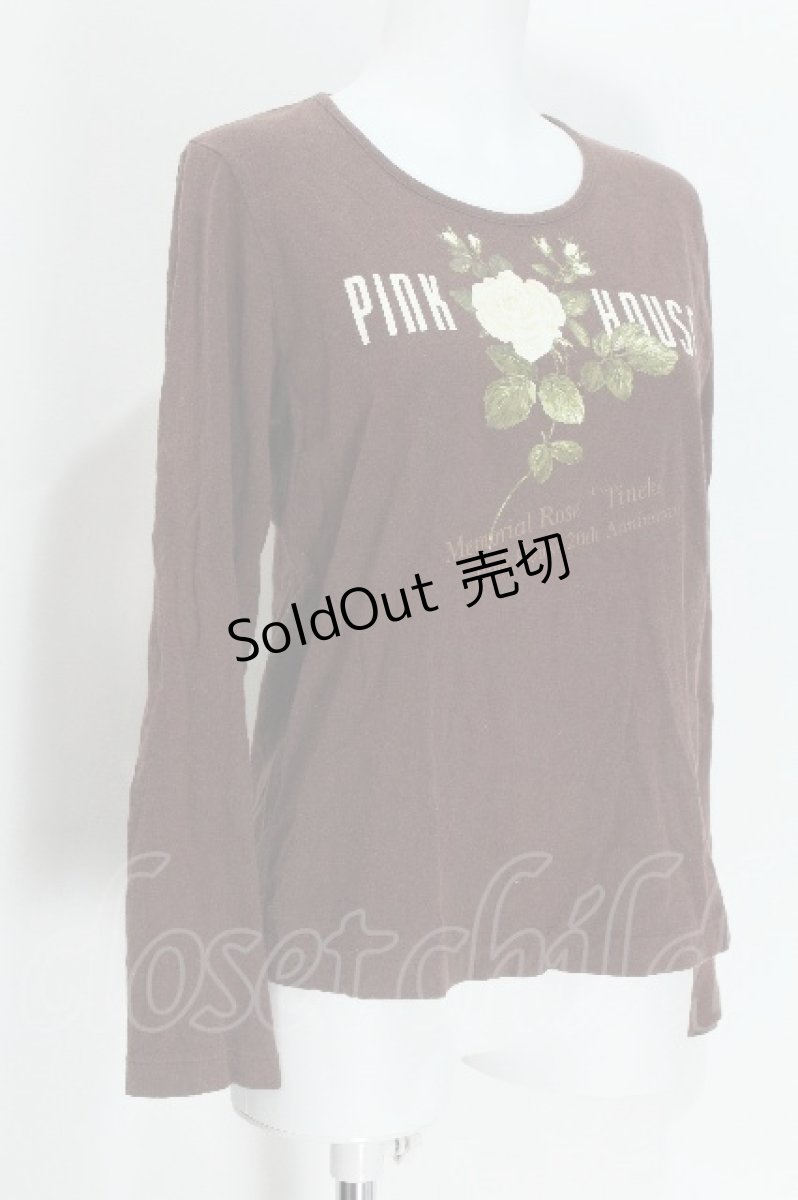 画像3: PINK HOUSE / メモリアルローズプリント長袖カットソー  ブラウン S-26-05-24-009-LO-TO-TE-ZS (3)