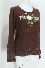 画像3: PINK HOUSE / メモリアルローズプリント長袖カットソー  ブラウン S-26-05-24-009-LO-TO-TE-ZS (3)