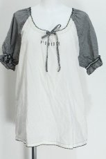 画像1: PINK HOUSE / 袖ギンガムパフ袖ブラウス  白 S-26-05-24-012-LO-TS-TE-ZS (1)
