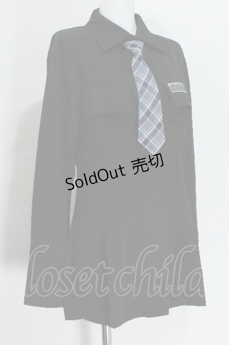 画像3: NieR Clothing / ウエストくびれスタイルアップシャツ【ワンタッチネクタイ付き】  黒 S-26-05-24-017-PU-BL-TE-ZS (3)