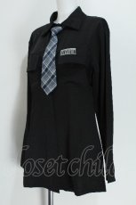 画像4: NieR Clothing / ウエストくびれスタイルアップシャツ【ワンタッチネクタイ付き】  黒 S-26-05-24-017-PU-BL-TE-ZS (4)