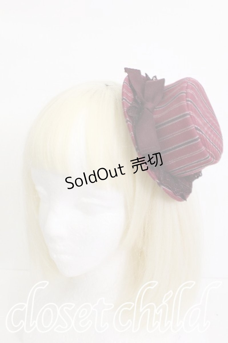 画像1: Victorian maiden / ストライプミニハット  エンジ S-26-05-25-007-CL-AC-HR-ZS (1)