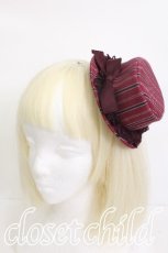 画像1: Victorian maiden / ストライプミニハット  エンジ S-26-05-25-007-CL-AC-HR-ZS (1)
