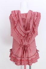 画像2: PINK HOUSE / フードベスト  赤Ｘ白チェック S-26-05-27-005-LO-TO-SA-ZS (2)