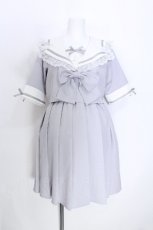 画像1: DearMyLove / レースフリルリボン学園ワンピース  サックス S-26-05-27-054-GO-OP-AS-ZS (1)