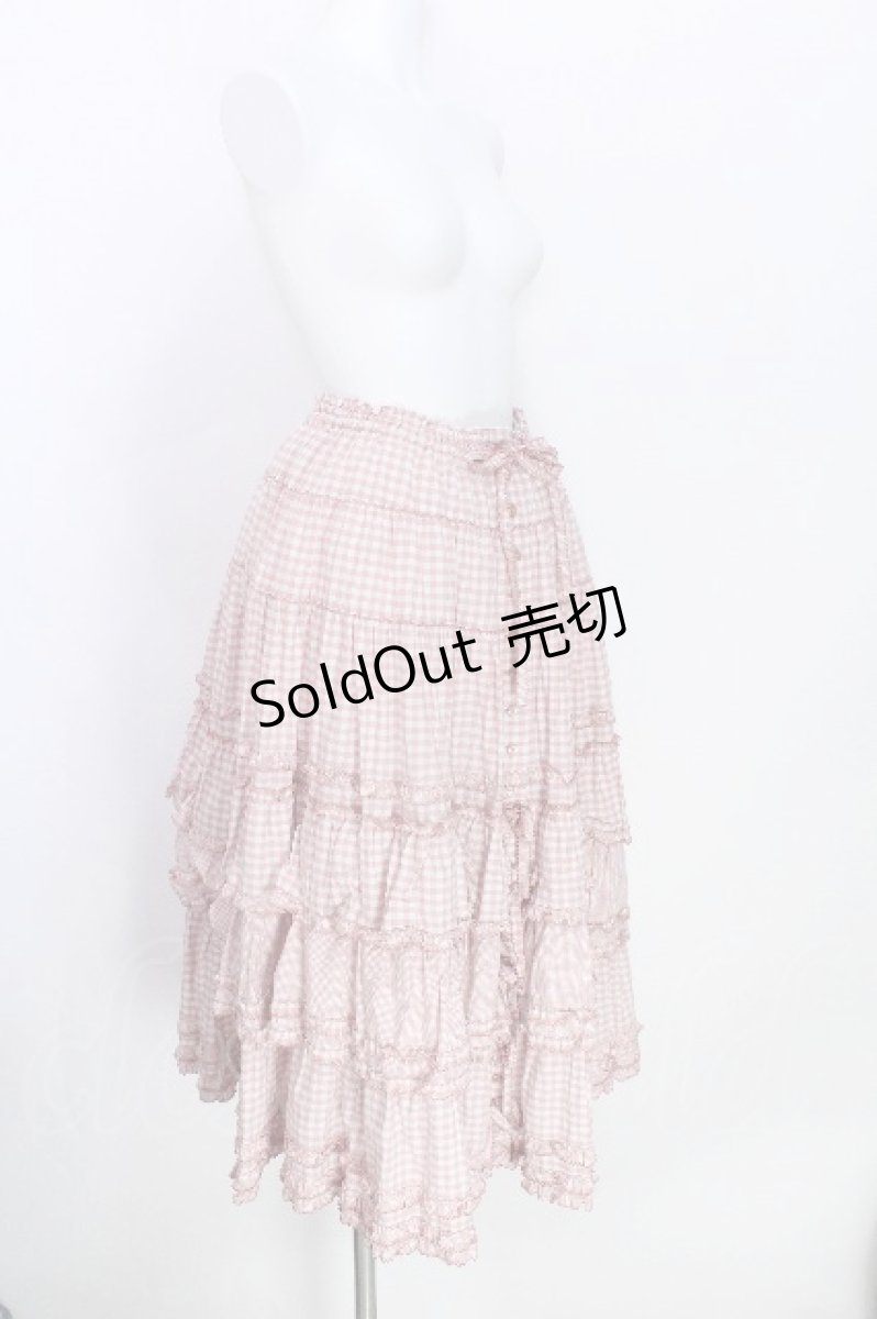 画像3: PINK HOUSE / ギンガムチェックパッチワークフリルスカート F ピンク S-26-05-27-060-LO-SK-SZ-ZS (3)