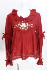 画像1: PINK HOUSE / Berry Rose刺繍入りブラウス F 赤 S-26-05-27-009-LO-BL-SZ-ZS (1)
