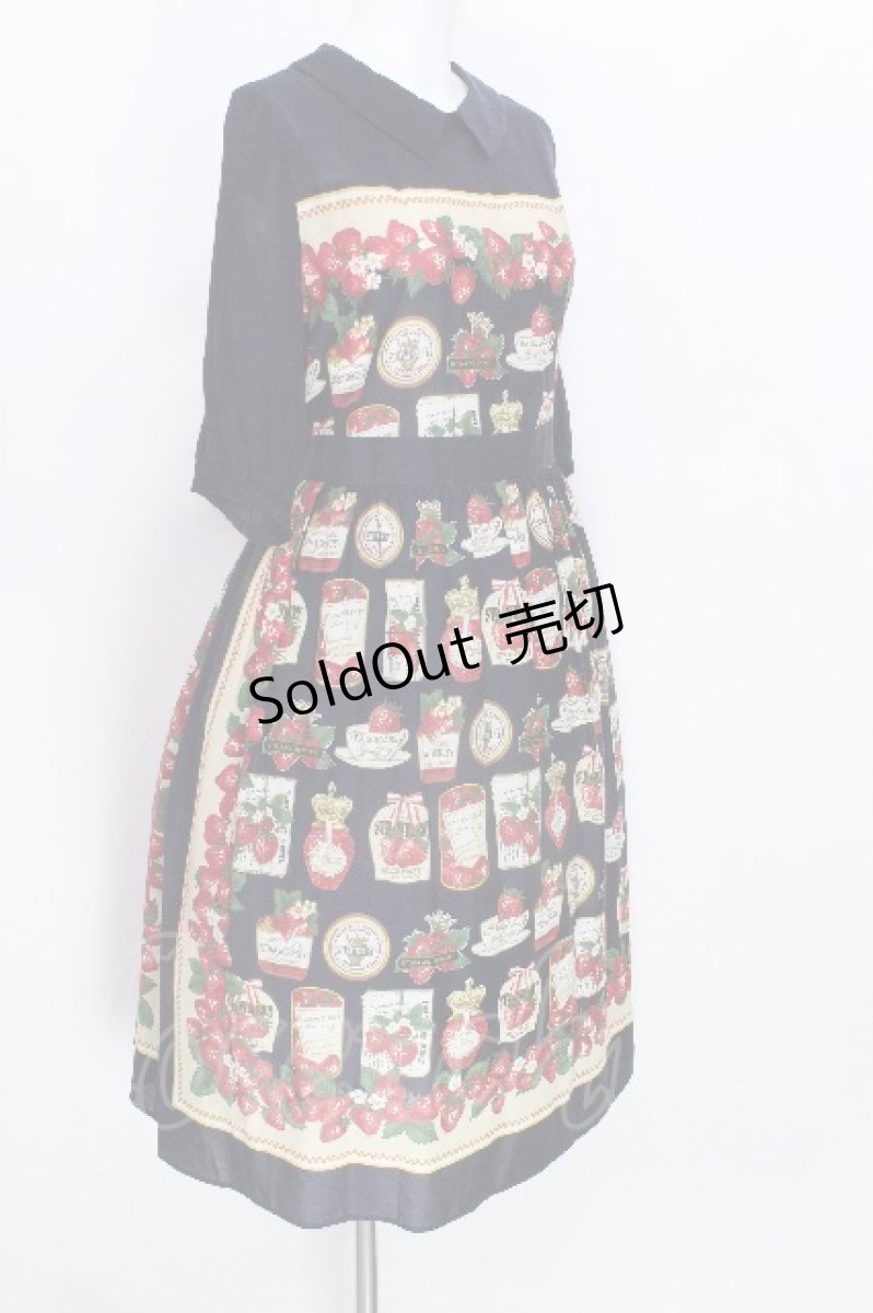 画像3: Jane Marple / Strawberry label scarfのタブリエドレス  ネイビー S-26-05-27-016-JM-OP-HR-ZS (3)