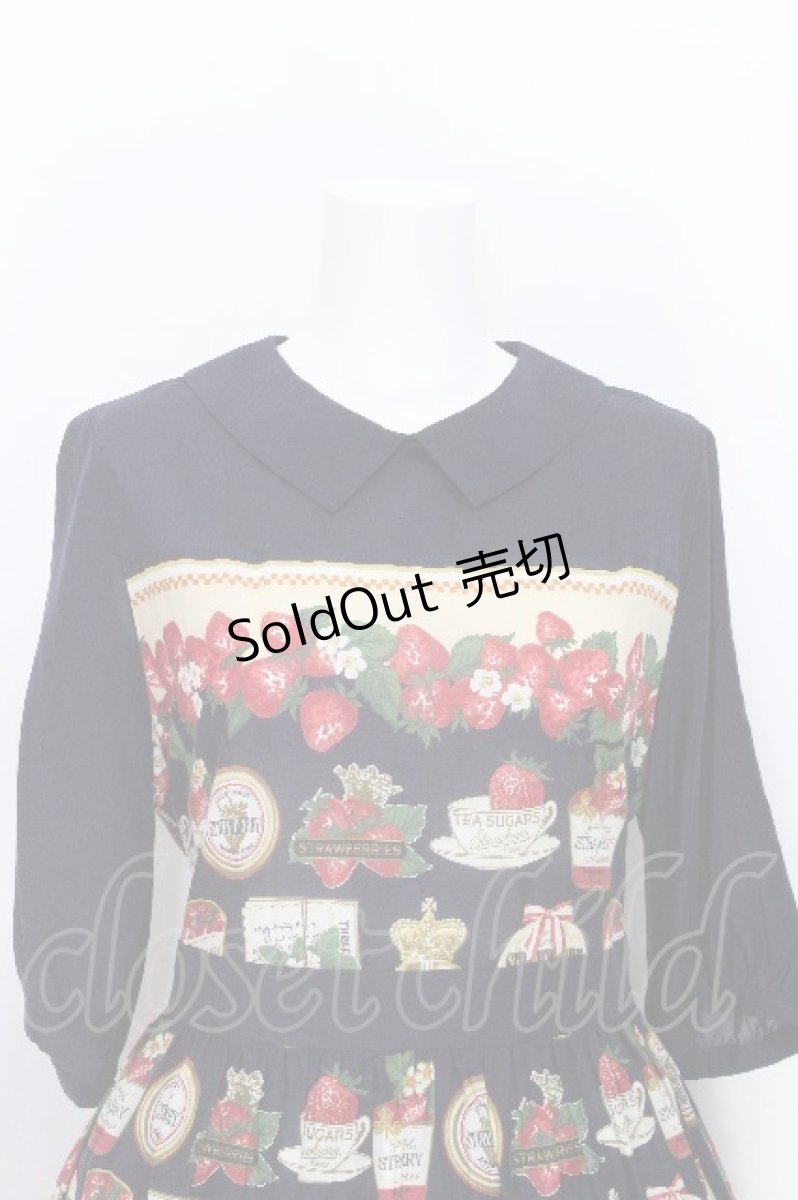 画像4: Jane Marple / Strawberry label scarfのタブリエドレス  ネイビー S-26-05-27-016-JM-OP-HR-ZS (4)