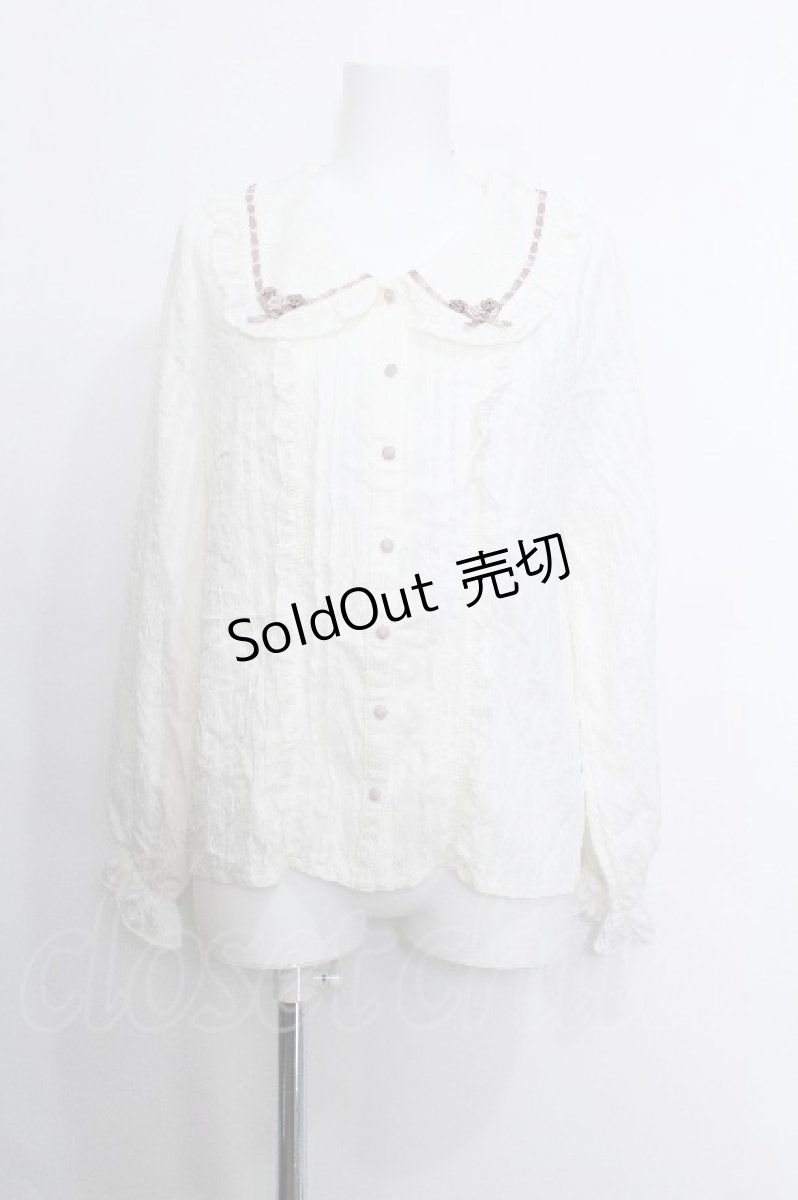 画像1: axes femme POETIQUE / ローズデザインフリルブラウス  オフ S-26-05-29-034-AX-BL-HR-ZS (1)