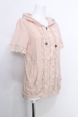 画像2: axes femme / レース配色半袖パーカー  ピンク S-26-05-29-036-AX-TO-HR-ZS (2)