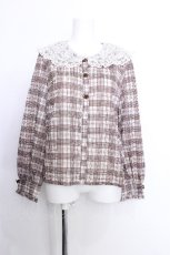画像1: axes femme / レース襟ブラウス  ブラウン S-26-05-29-037-AX-BL-HR-ZS (1)
