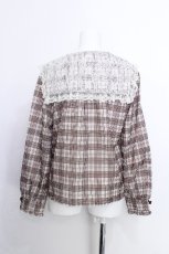 画像3: axes femme / レース襟ブラウス  ブラウン S-26-05-29-037-AX-BL-HR-ZS (3)