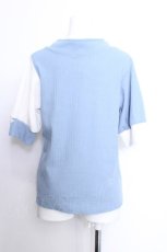 画像3: axes femme / チャイナ釦バイカラープルオーバー  サックス S-26-05-29-038-AX-TO-HR-ZS (3)
