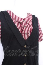 画像4: axes femme / ベスト重ね風ストライプ切替カットソー  黒ｘ赤 S-26-05-29-040-AX-TO-HR-ZS (4)