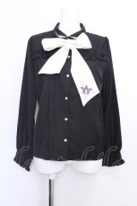 画像1: axes femme / バラブーケ刺繍リボンブラウス  黒 S-26-05-29-043-AX-BL-HR-ZS (1)