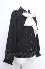 画像2: axes femme / バラブーケ刺繍リボンブラウス  黒 S-26-05-29-043-AX-BL-HR-ZS (2)