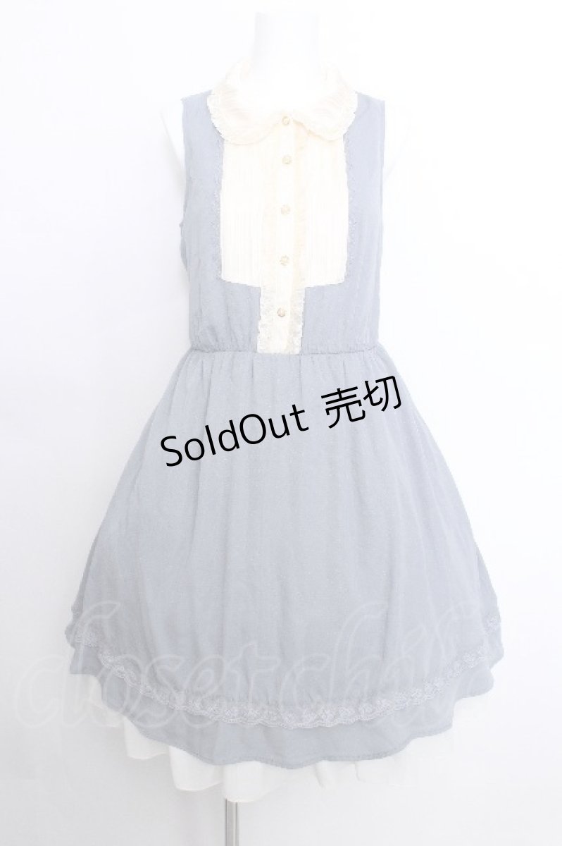 画像1: axes femme / 胸元切替ノースリーブワンピース M ブルーグレー S-26-05-29-051-AX-BL-HR-ZS (1)