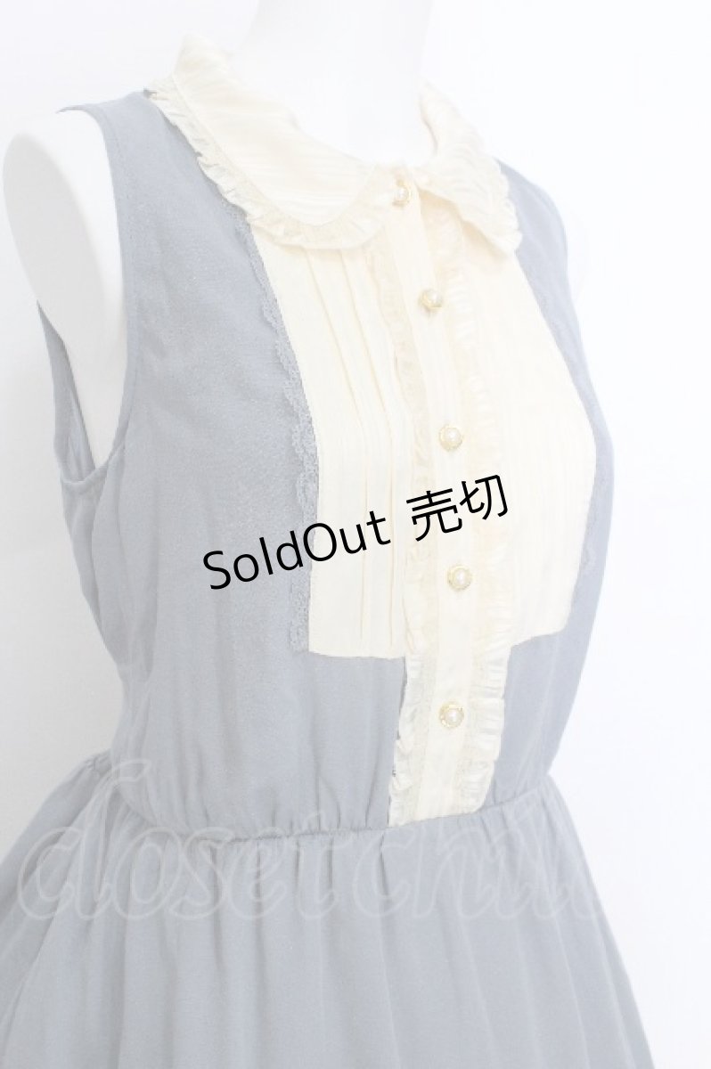 画像4: axes femme / 胸元切替ノースリーブワンピース M ブルーグレー S-26-05-29-051-AX-BL-HR-ZS (4)
