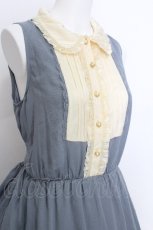 画像4: axes femme / 胸元切替ノースリーブワンピース M ブルーグレー S-26-05-29-051-AX-BL-HR-ZS (4)