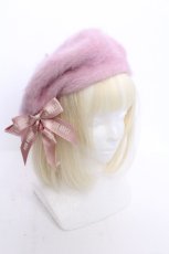 画像1: PINK HOUSE / ロゴリボンブローチ付きベレー  ピンク S-26-05-29-016-LO-AC-HR-ZS (1)
