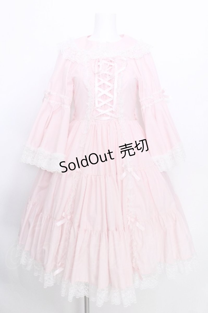 画像1: metamorphose / 無地ラッセルレースつき姫袖ワンピース 1 ピンク S-26-05-30-031-ME-OP-HR-ZS (1)