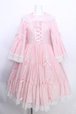 画像1: metamorphose / 無地ラッセルレースつき姫袖ワンピース 1 ピンク S-26-05-30-031-ME-OP-HR-ZS (1)