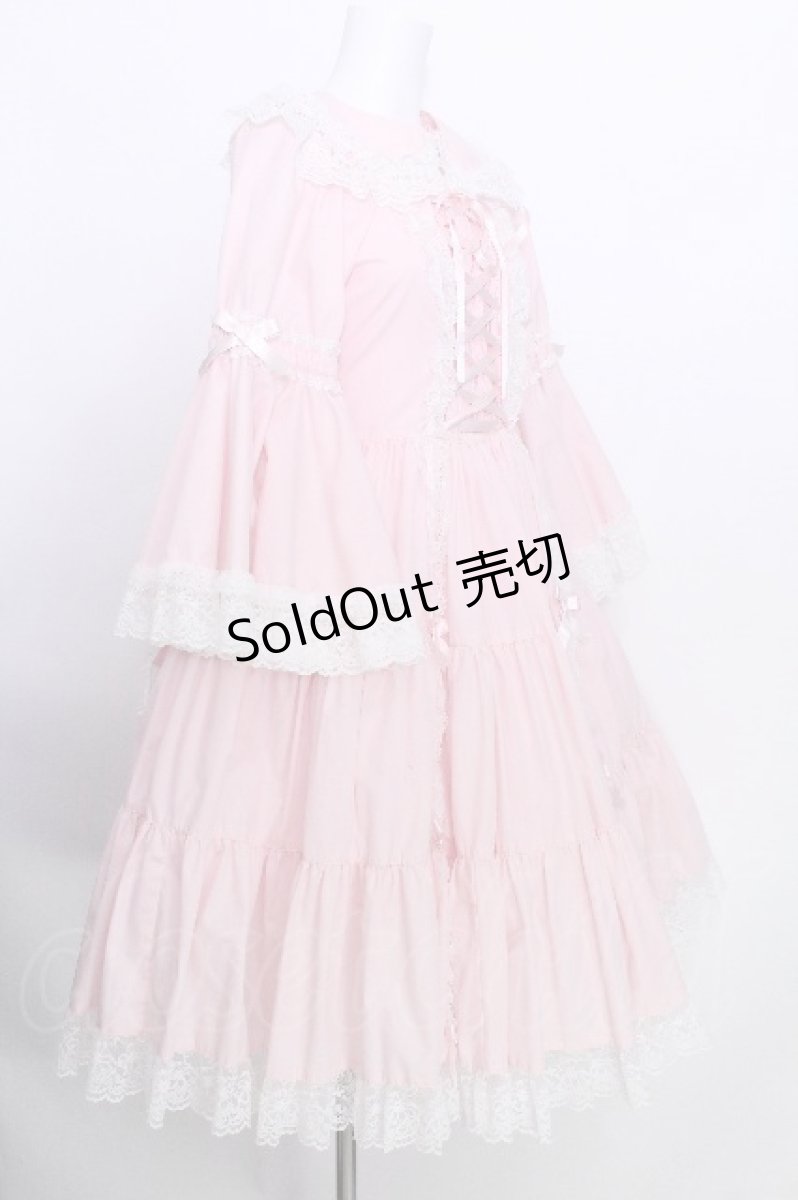 画像2: metamorphose / 無地ラッセルレースつき姫袖ワンピース 1 ピンク S-26-05-30-031-ME-OP-HR-ZS (2)