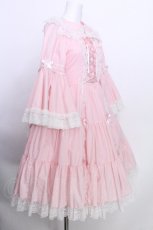 画像2: metamorphose / 無地ラッセルレースつき姫袖ワンピース 1 ピンク S-26-05-30-031-ME-OP-HR-ZS (2)