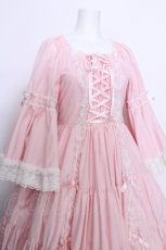画像4: metamorphose / 無地ラッセルレースつき姫袖ワンピース 1 ピンク S-26-05-30-031-ME-OP-HR-ZS (4)