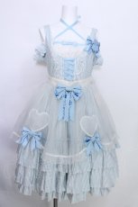 画像1: metamorphose / シナモロールコラボ　エプロン付きジャンパースカート  サックス S-26-05-30-032-ME-OP-AS-ZS (1)