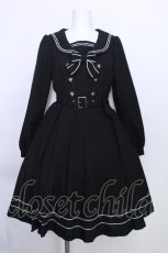 画像1: metamorphose / 長袖セーラーリボンワンピース(無地)  黒ｘ白 S-26-05-30-035-ME-OP-AS-ZS (1)