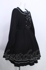 画像2: metamorphose / 長袖セーラーリボンワンピース(無地)  黒ｘ白 S-26-05-30-035-ME-OP-AS-ZS (2)