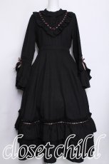 画像1: axes femme / ローズ×リボン姫袖ワンピース  黒 S-26-06-01-036-AX-OP-HR-ZS (1)