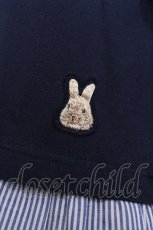 画像4: PINK HOUSE / うさぎ刺繍ストライプ切り替えワンピース  ネイビー S-26-06-01-1031-LO-OP-SA-ZS (4)